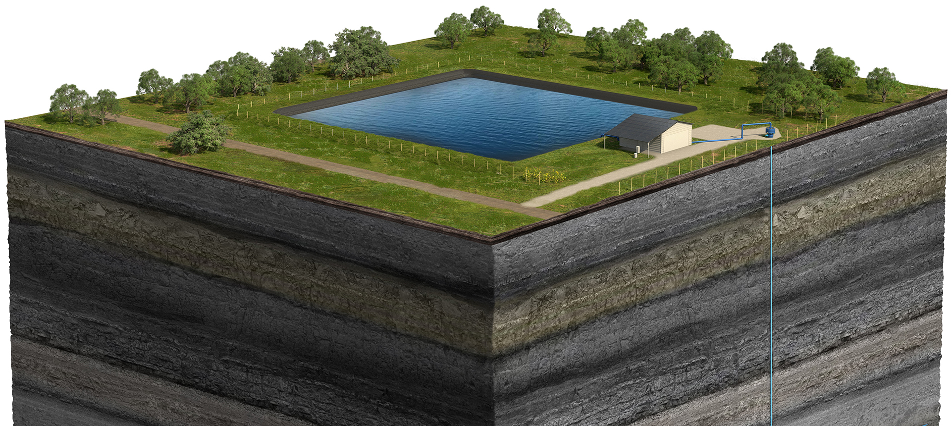 Quidnet Energy site rendering with cutaway